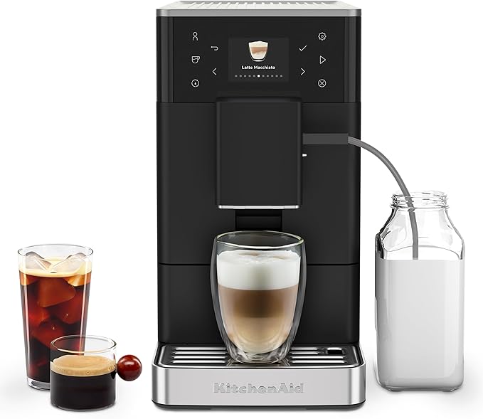 KitchenAid Fully Automatic Espresso Machine KF3 With Iced Coffee, KES8453 | 15+ Hot and Iced Coffee Options, Auto Milk System, Built-in Grinder, Black Matte by Unknown