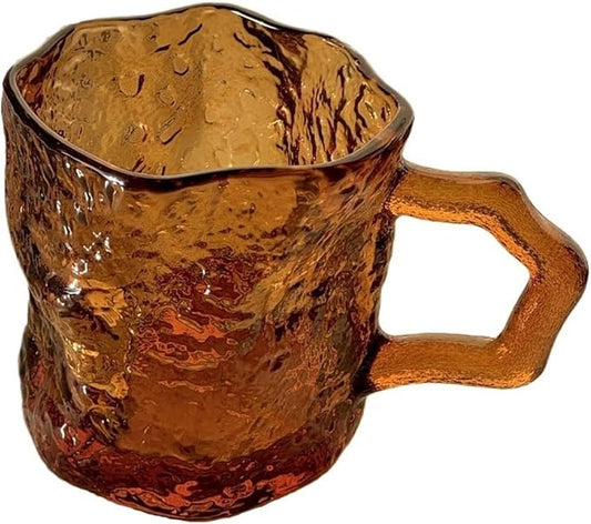 drinking glassware Glass Cups with Handle for Water Milk Juice Coffee(Amber) by Unknown