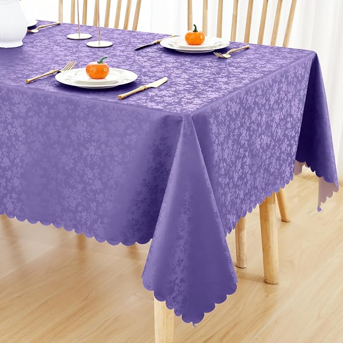 Smiry Square Waterproof Heavy Duty Vinyl Tablecloths, 54 x 54 Inch | Wipeable Washable Floral Embossed Table Cover for Kitchen and Dining Room, Indoor & Outdoor Use, Purple - Image 6