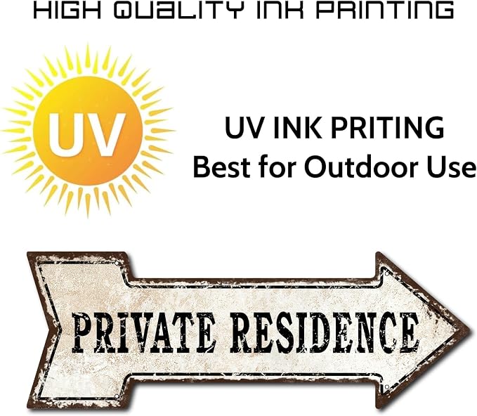 Mukuko Arrow Tin Metal Sign Private Residence, 6" x 18" | Aluminum Metal Plaque, Retro Wall Decor, Outdoor Decor - Image 4