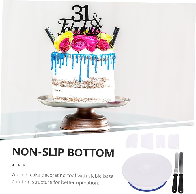 Cake Decorating Turntable with Smooth Rotation Double Bearings Spatula and Scraper for Baking DIY Dessert Stand Practical Cake Decorating Table for Bakery and Party Use