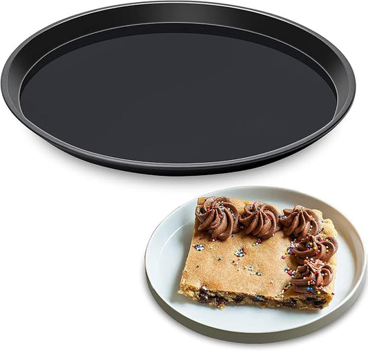 Yomvzake Large Cake Pan, 12 Inch Round Cake Pan Giant Shollow Pan Round Cookie Sheet Black Carbon Steel Tray Pan for Christmas Baking by Yomvzake
