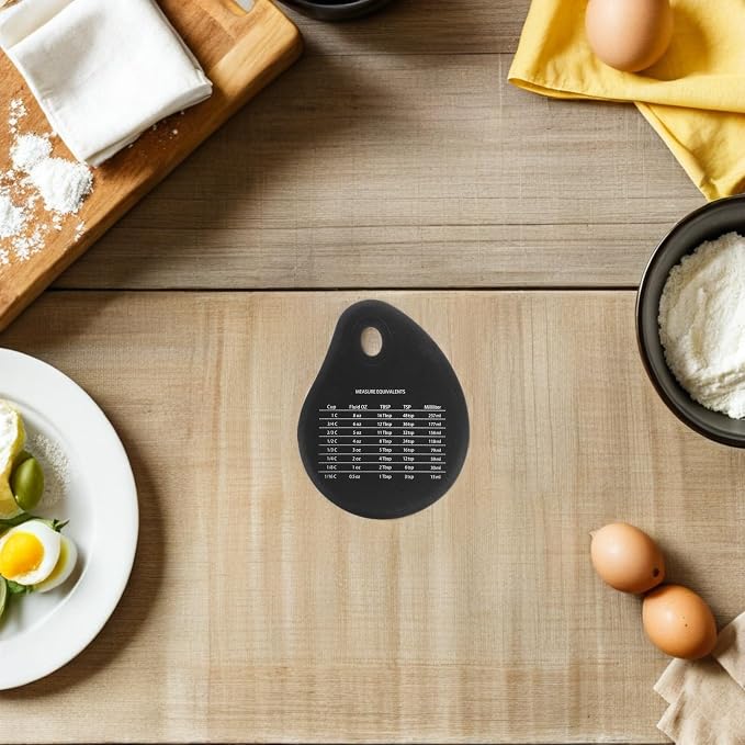 4pcs Black Silicone Baking Cutter Tool with Precise Measurement and Pastry Shaping Features Includes Kitchen Measurement Conversion Chart for Accurate Baking Preparation - Image 7