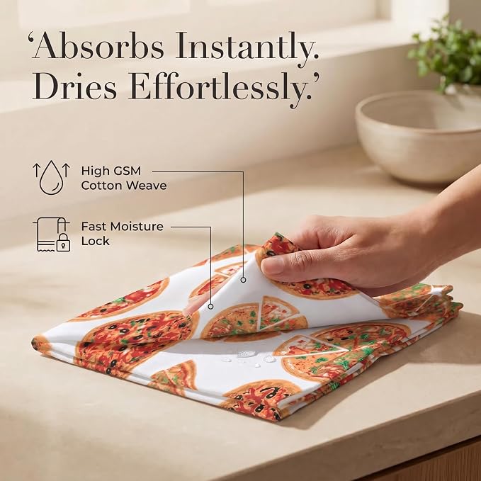 Urban Villa Cloth Napkins Cotton 20x20 (Set of 12) Pizza-Print - Image 3