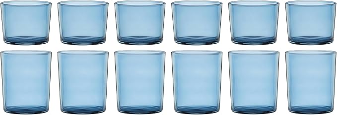Oneida Stackables Blue Drinking Glasses, Set of 12 | glass, dishwasher safe | 6 short 8.5oz and 6 tall 14oz glasses | vibrant blue stackable design | 2.5 inch by Oneida