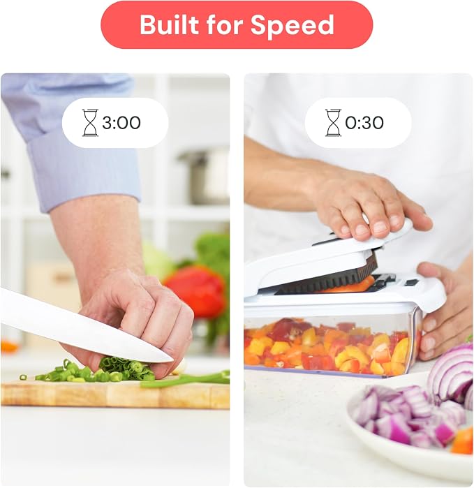 Fullstar Pro Original Vegetable Chopper & Spiralizer, Kitchen Prep Tool | 4 in 1 Veggie Slicer, Onion & Fruit Cutter with Sharp Stainless Steel Blades & Container, All-in-One Food Prep Tool (Black) - Image 3