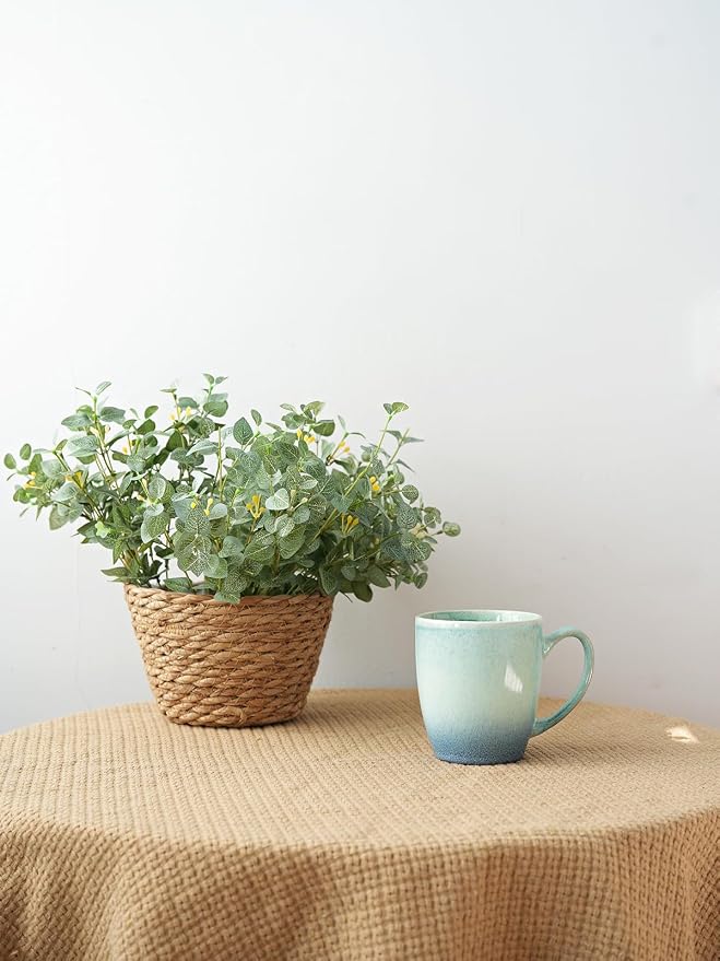 Bosmarlin Ceramic Coffee Mug Set of 4, 17 Oz, Coffee Cups with Big Handle, Microwave Safe, Unique Reactive Glaze (Pale Green, 17 Oz) - Image 5