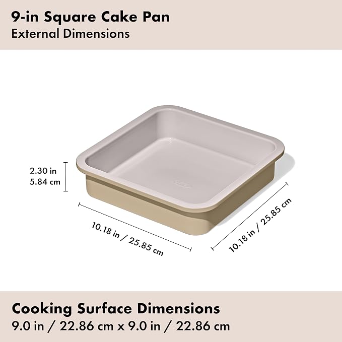 OXO Good Grips Non-Stick Pro Ceramic Coated Metal Bakeware 9” Square Cake Pan – Biscuit - Image 7