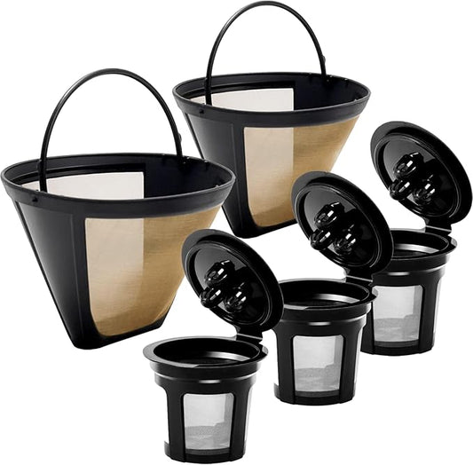 Reusable Coffee Pods for Ninja CPF301 Coffee Maker, 3 Pack Reusable K Cups Pods and 2 Pack Reusable Filters not for Ninja CFP101 & Ninja PB051