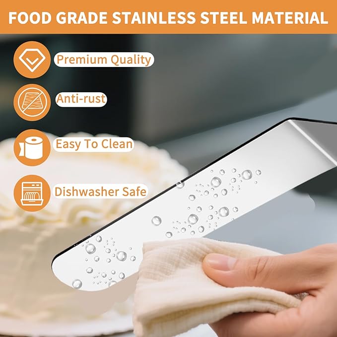 3 Pcs Offset Spatula Set with 6", 8" & 10" Blade, Stainless Steel Icing Spatula Cake Decorating Tools Frosting Smoother for Cake Decorating, Baking
