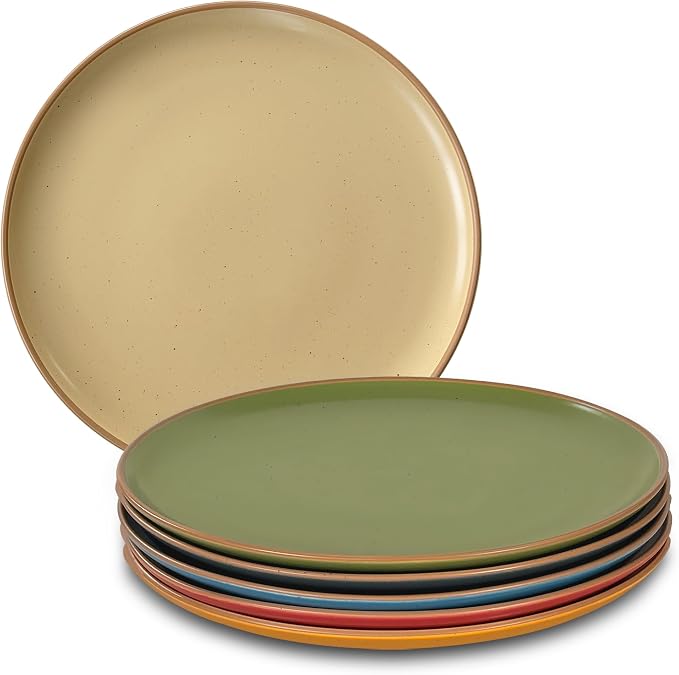 Mora Ceramic Artisan Matte Dinner Plates Set of 6, 10 inch Dish Set - Microwave, Oven, and Dishwasher Safe, Scratch Resistant, Modern Rustic Dinnerware- Kitchen Porcelain Serving Dishes by MORA