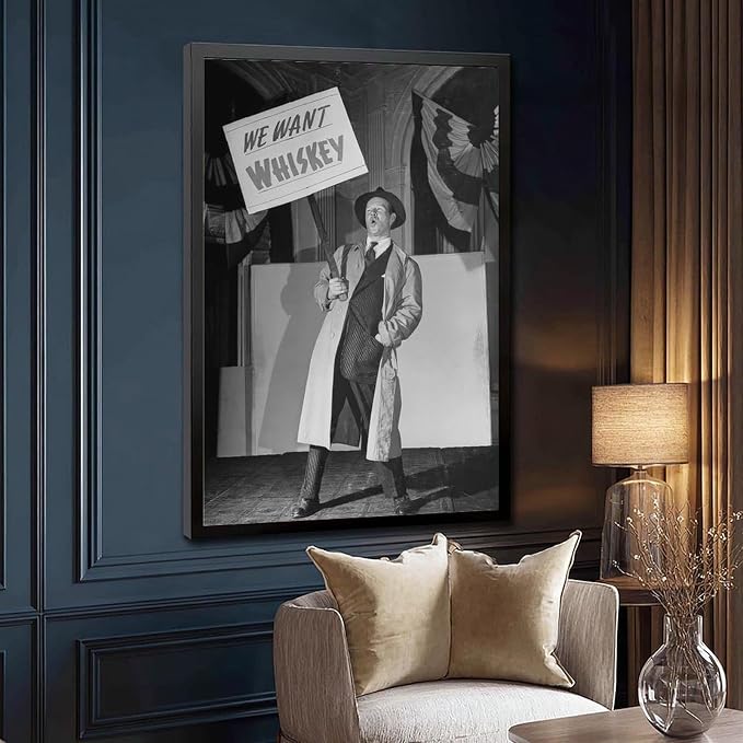 We Want Whiskey, Vintage Prohibition, Black And White , Alcohol Speakeasy Poster Canvas Poster Wall Art Decor Print Picture Paintings for Living Room Bedroom Decoration Black Frame 12x18in(30x45cm) - Image 3