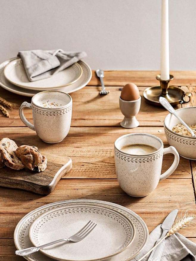 LE TAUCI Coffee Mugs 12 oz,Ceramic Mug Set, Embossment Cups for Espresso, Hot Tea, Cappuccino, Mocha, Cocoa,Suit For Housewarming Wedding- 3.6 inch, Set of 6, Birch - Image 6