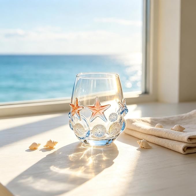 3D Marine Animal Artisan Glassware Collection Wine Glasses (B) | Stemless Coastal Themed, Handcrafted Marine Animal Glassware, 3D Sea Animal Glass Cup, for Juice Cocktail Soda Beer - Image 2