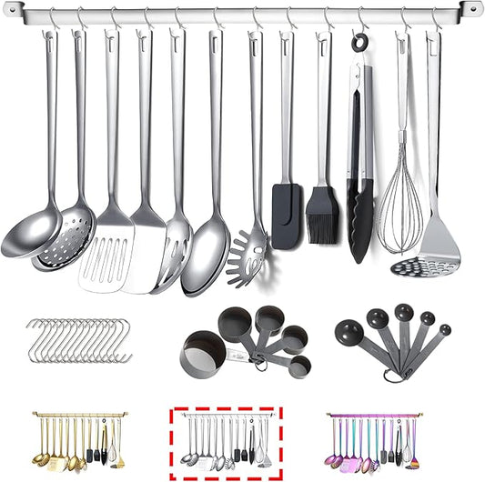 Stainless Steel Cooking Utensils Set,Kyraton 37 Pieces Kitchen Utensils Set, Kitchen Tool Gadgets Set with Utensil Holder Non-Stick and Heat Resistant Dishwasher Safe by Kyraton