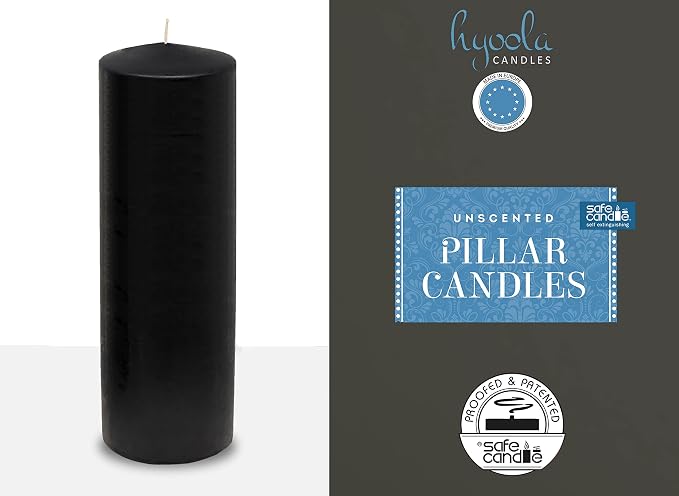 Hyoola Black Pillar Candles 2x8 Inch - 4 Pack Unscented Pillar Candles - European Made - Image 5