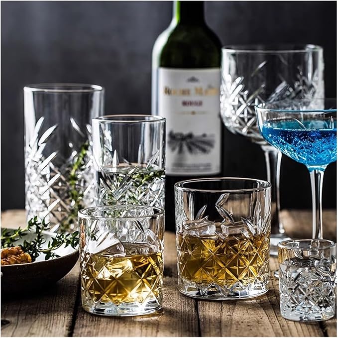 Glass Cups Transparent Embossed Glass Cups, 5 Sizes Stemless Glassware(Small) - Image 8