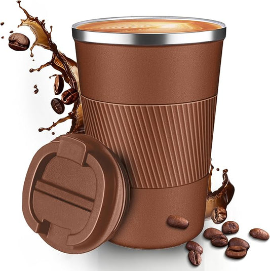 12OZ Travel Coffee Mug Insulated Coffee Cup with Spill Leak Proof Lid, Portable Stainless Steel Tumbler Reusable Hot and Cold Water Mug for Car, Daily, Camping- Coffee by Unknown