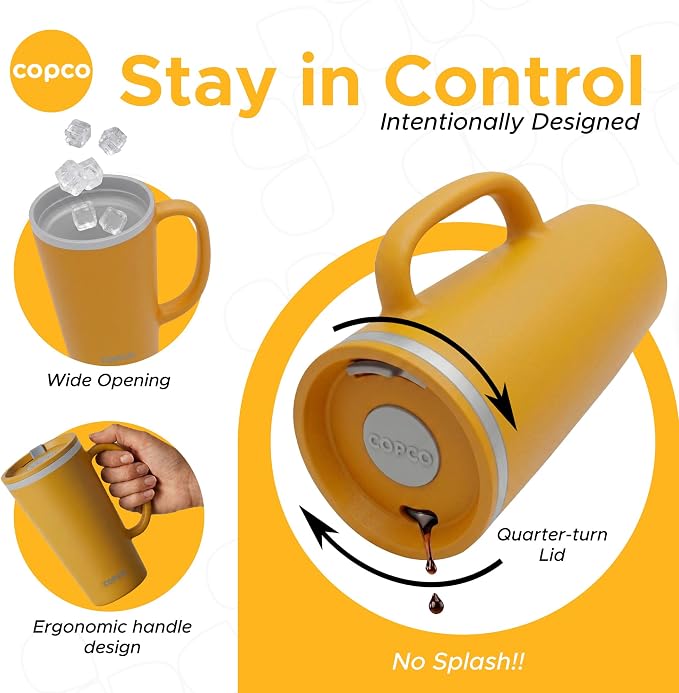 Copco Cone Desk Mug 16 Oz - Orange & Mustard, Set of 2 - Image 6