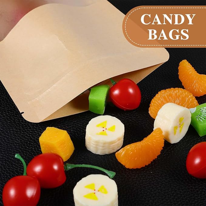 100 PCS Resealable bags, 5.5" x 7.9" Stand Up Paper Bags with Matte Window, Food Storage Bag for Packaging Products, Reusable, Sealable - Image 3