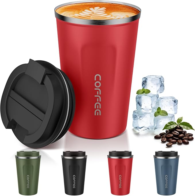MOMSIV 12oz Travel Coffee Mug, Insulated Coffee Cup with Leakproof Lid | 6-Hour Heat Retention, 360°Leak proof, Vacuum Stainless Steel Double Walled, BPA-free, Reusable And To Go Coffee Mug by MOMSIV