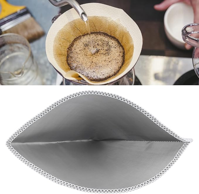 Reusable Pour Over Coffee Filter Stainless Steel Mesh Cone Coffee Filter 1‑2 Cup for Spare or Replacement