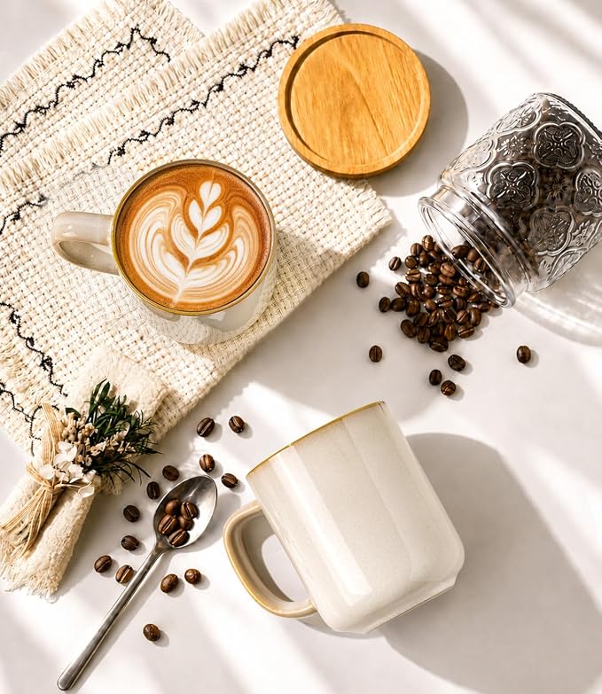 GBhome Large Coffee Mugs Set of 4, 16oz Handmade Coffee Mugs Set with Large Handle for Cappuccino/Latte/Tea/Hot Cocoa, Dishwasher & Microwave Safe-Cappuccino - Image 3