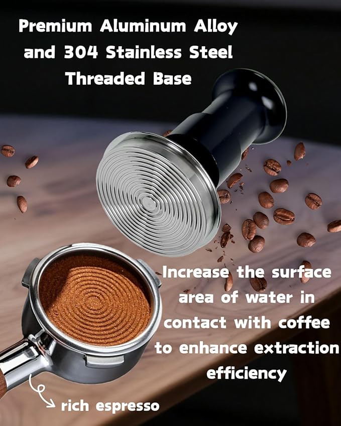 Espresso Tamper Double Spring Loaded 51/53mm with WDT Tool Espresso Accessories Kit, Stainless Steel Corrugated Base, Dosing Funnel, Tamper Mat (51mm & Magnetic wdt)