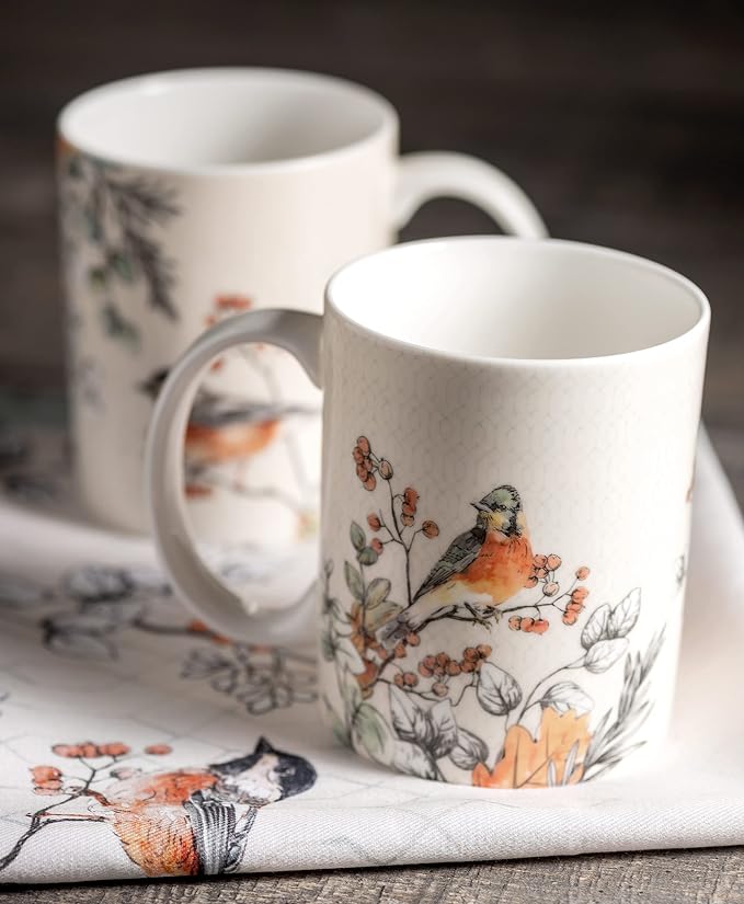 Maison d' Hermine Coffee Mug with Handles Tea Cups (15 Ounce, Pack of 2) | Fine Bone China Coffee Mugs for Hot Beverages Cappuccino Latte Home Restaurant Hotel Spring Summer -Whitish Shabby Chique - Image 7