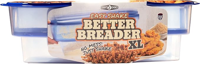 COOK'S CHOICE XL Original Better Breader Bowl 16" Mess-Free Breading Tray | Shake & Coat Batter Bowl w Lid for Chicken, Fish, & Vegetables, Great for Fish Fry, Tenders, Wings-Easy Cleanup & Made in USA - Image 6