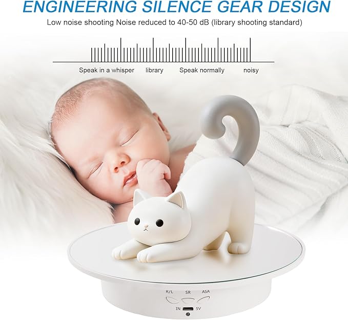7.87'' Rotating Display Stand Motorized Rotating Display Stand, 22 lbs Load Rotating Platform with Mirror Cover, Rotating Stand with USB Charging Port, for Jewelry Photography Products 3D Model Cake