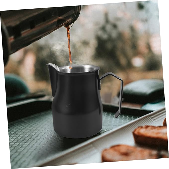 Stainless Steel Milk Frother Pitcher Thickened Metal Milk Frothing Cup with Precision Spout for Espresso Machine Accessories Coffee Bar Tool for Latte Art and Steaming
