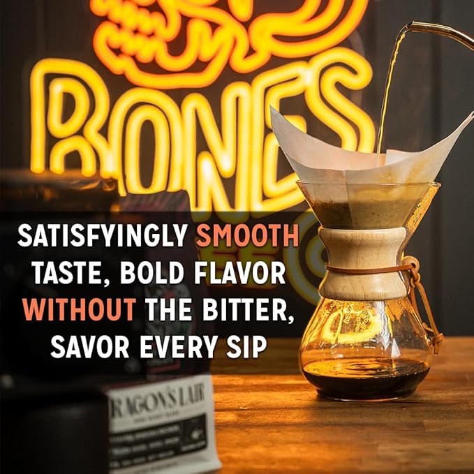 Bones Coffee Company What the Fluff?! Berry Cotton Candy Flavored Coffee, Medium Roast Low Acid Arabica Beans Compatible with Auto drip and French Press Coffee Maker, 12 Oz Ground