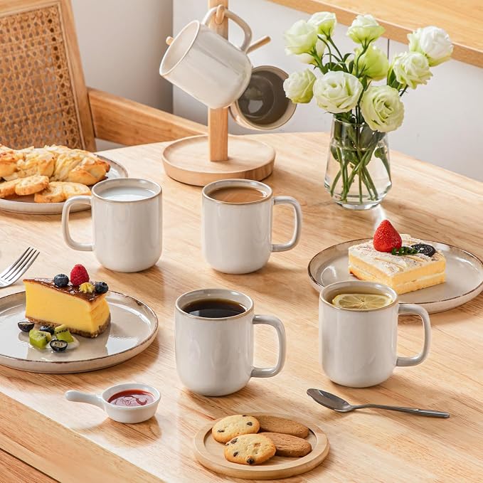vancasso Coffee Mugs Set of 6, 12 Oz Ceramic Coffee Cups with Handle, Ceramic Unique Glaze Coffee Cup for Cappuccino, Latte, Tea, Cocoa, Dishwasher & Microwave Safe Gift Sets, Beige, Series PLAYA - Image 5