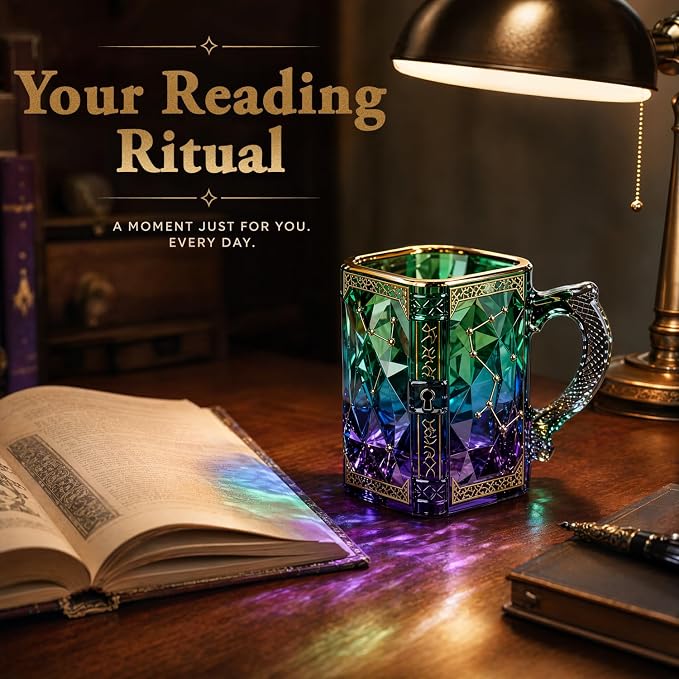 FACE N FACE Zodiac Glass Mug, 8 oz Celestial Constellation Coffee & Tea Cup with Dragon Scale Handle, Green Purple Astrology Mug, Witchy Magic Cup for Halloween Christmas Gift - Image 7