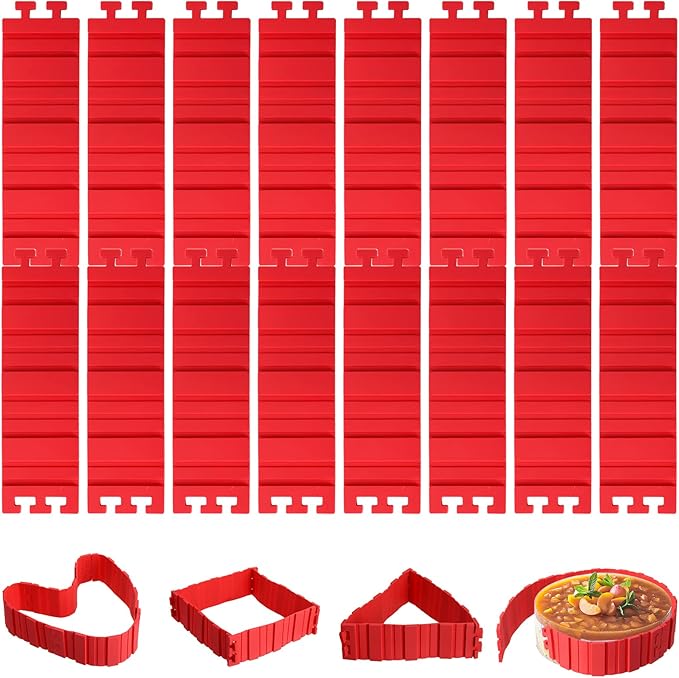 Jucoan 16 Pack Silicone Cake Mold Magic Bake Snake, Silicone Cake Shapers for DIY Round Rectangular Heart Shape Cake Dessert, Ice Barrier for Tie Dye