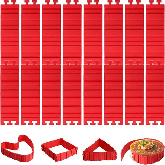 Jucoan 16 Pack Silicone Cake Mold Magic Bake Snake, Silicone Cake Shapers for DIY Round Rectangular Heart Shape Cake Dessert, Ice Barrier for Tie Dye