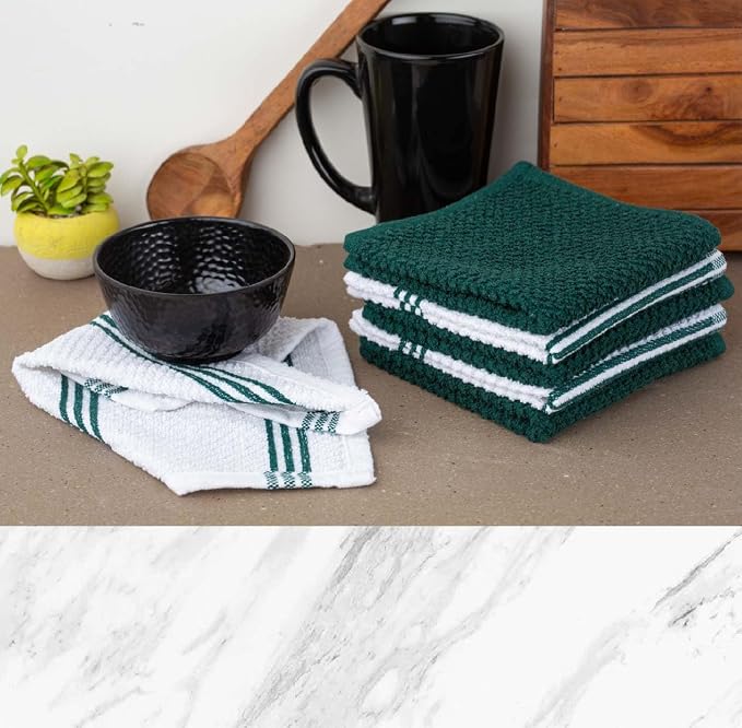 LANE LINEN Dish Towels and Dishcloths Sets - 16 Pc Kitchen Mitts and Pot Holders, 100% Cotton Kitchen Dish Rags for Washing Dishes - Green - Image 8