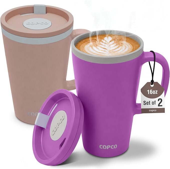 Copco Cone Desk Mug 16 Oz - Purple/Brown, Set of 2 by Copco