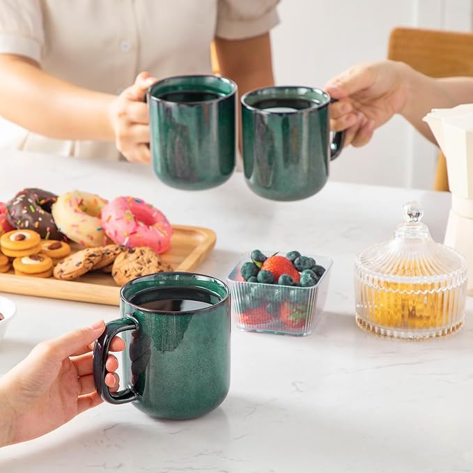 vancasso STARRY Coffee Mugs Set, 16 oz Ceramic Coffee Cups for Americano Hot Tea Iced Coffee Cold Brew Cocoa Milk Stoneware Mugs Set of 6, Dishwasher & Microwave Safe, Green - Image 7