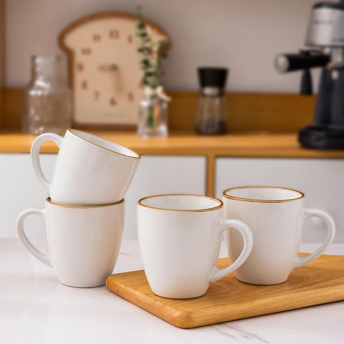 GBhome Ceramic Coffee Mugs Set of 4, 12oz Stoneware Coffee Mugs Set For Dad Mom Women MEN, Light Weight Ceramic Coffee Cups for Latte/Tea/Beer/Hot Cocoa, Dishwasher & Microwave Safe - Image 6