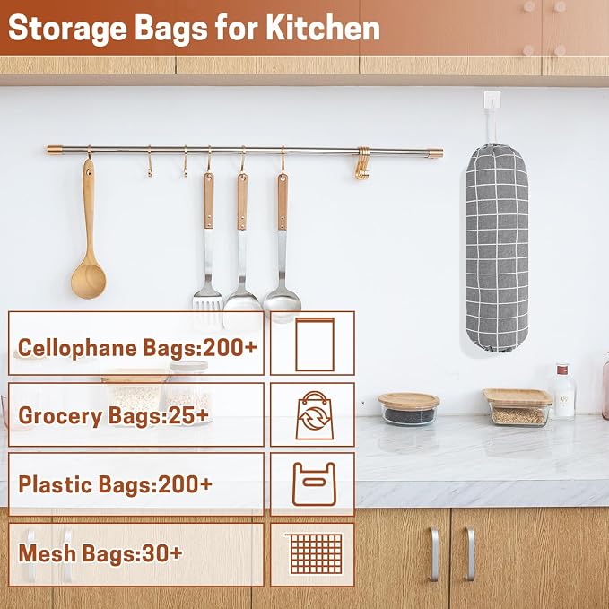 SWISSELITE 2Pcs Plastic Bag Holder, Reusable Plastic Bag Organizer | Wall Mount, Large Grocery Bag Storage Dispenser, 22x9 IN - Image 4
