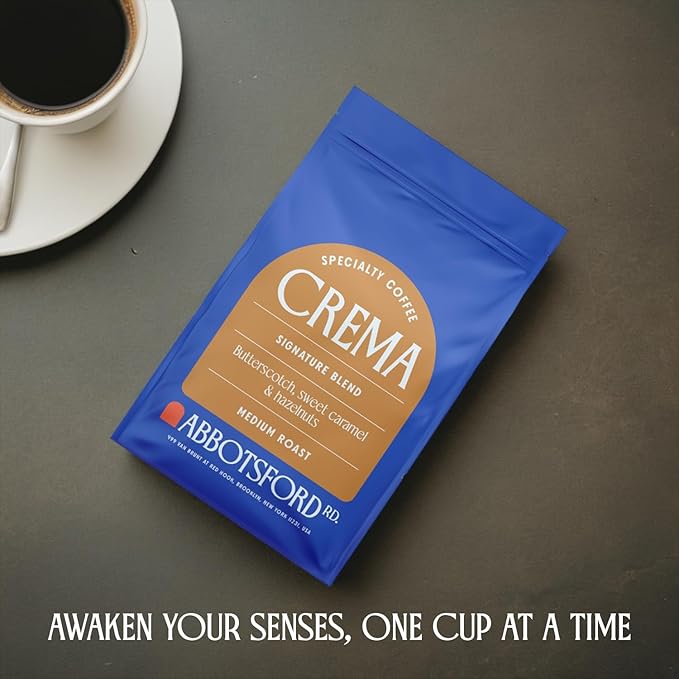 Crema Coffee Whole Bean, Specialty Coffee, Arabica Medium Roast Coffee Beans, Signature Blend with Butterscotch, Sweet Caramel & Hazelnut Flavors, 12 oz Bean Bag, Freshly Roasted in Brooklyn, Kosher Certified