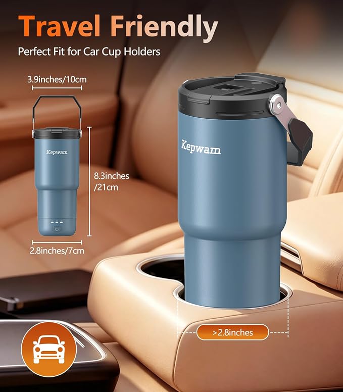 Kepwam Heated Coffee Mug Rechargeable T3, 20oz Self-Heating Travel Mug for Coffee with 1℉ Precise Temperature Control & App, Portable Cup Warmer for Outdoor & Car (Fits Cup Holders) - Image 7