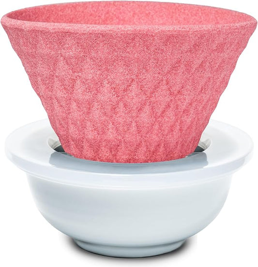 Ceramic Reusable Coffee Filter Pour Over Dripper Paperless Sustinable ekubo 1-4 Cup Made in Japan (Pink)