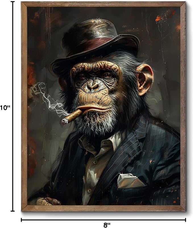 XOCUUI Wall Art Monkey Chimp Smoke Abstract Wall Painting Kid Pop Street Graffiti Wall Art Decor Ready To Hang for Living Room Bedroom Home Bathroom Wall Decor (20.5x25.5cm) 8x10 inch - Image 10