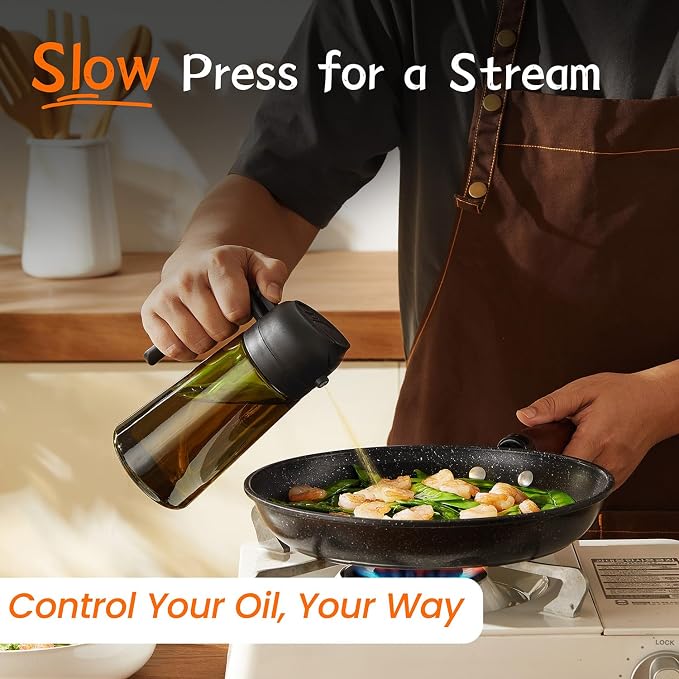 TrendPlain - Original 16oz/470ml Olive Oil Dispenser Bottle for Kitchen Gadgets and Air Fryer Accessories - Olive Oil Sprayer for Cooking w/Stickers - 2 Black - Image 4