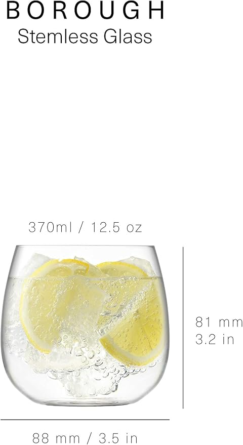 LSA International Borough Stemless Wine Glasses 13 oz, Set of 4, Luxury Elegant Modern Cocktail Drinking Glassware - Image 3