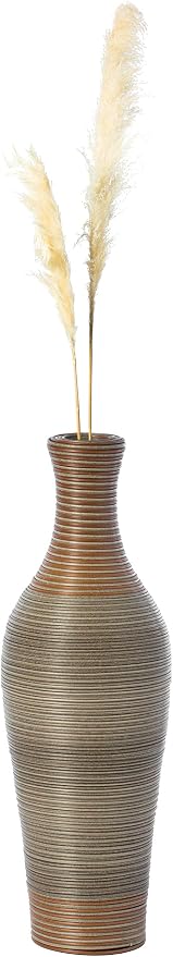 27-inch Tall Standing Designer Floor Vase - Durable Artificial Rattan - Elegant Two-Tone Brown Finish - Ideal Decor Accent for Living Room, Bedroom, Entryway - Stylish Home Decor Statement Piece by Uniquewise