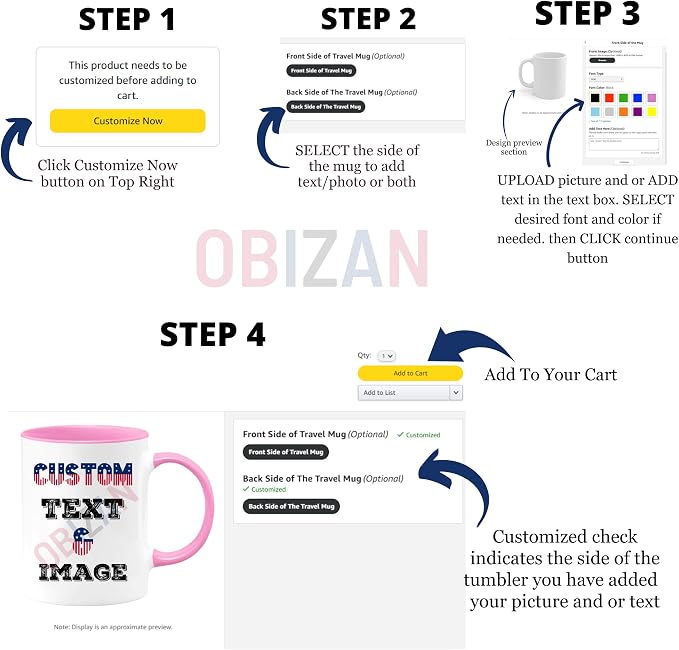 Custom Coffee Mug with Photo, Text, or Logo | Personalized Ceramic Mug 11oz | Customizable Gift for Men, Women | Unique Gift for Birthdays, Holidays, Christmas | White - Pink - Image 8